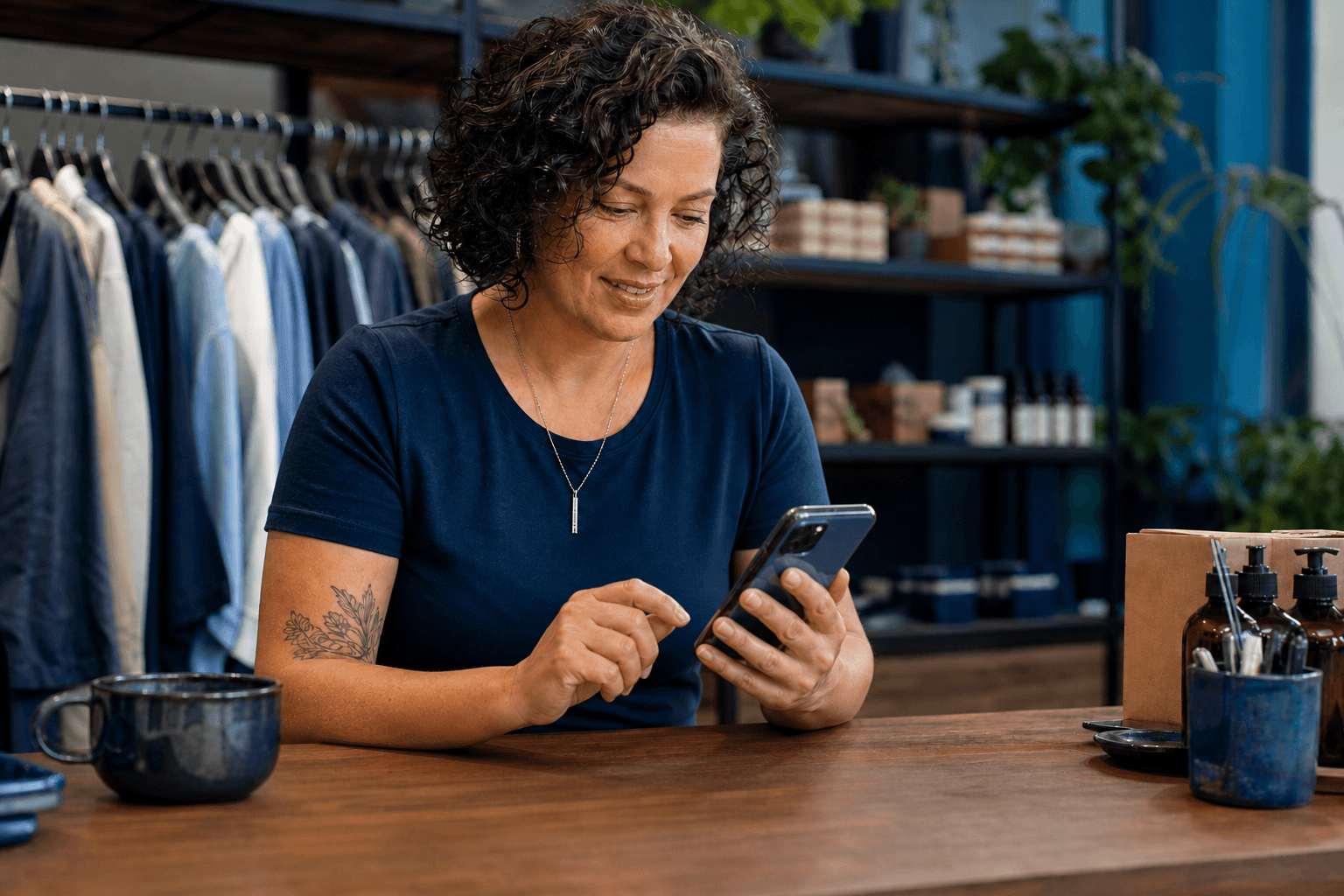Empreendedora de pequeno negócio analisando seu Plano Comercial Express